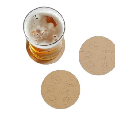 Imagem de Porta Copos Com Ilustração Personalizada Desenho Vetorial Chapéus De Cowboy - Tamanho 9x9 cm