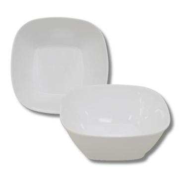 Imagem de Tigela Quadrada Lisa de Melamina Branca Leve Resistente - 1100mL - 17c