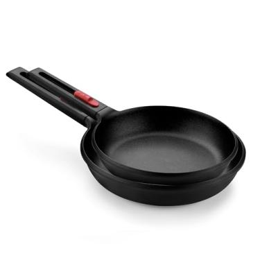 Imagem de BRA Conjunto de frigideiras antiaderentes de 2 peças da Cookware Infinity | Conjunto de frigideiras de alumínio fundido de 20 e 26 cm | Frigideiras sem PFOA/PFAS | Todos os fogões incluindo indução |