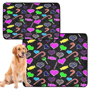 Imagem de CEBUGI Almofadas de xixi laváveis para cães, pacote com 3, almofadas impermeáveis para filhotes de cachorro, antiderrapante, à prova de vazamento, para cama de cercadinho, com coração colorido