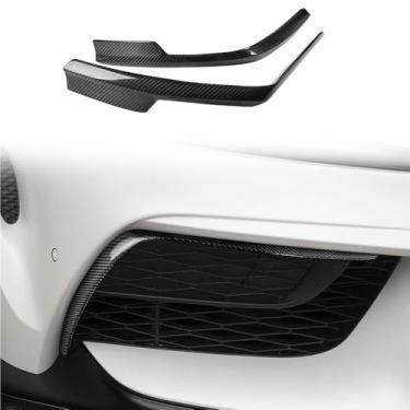 Imagem de Conjunto de 2 peças de acabamento lateral superior da capa do farol de neblina do para-choque dianteiro em fibra de carbono real, compatível com Toyota GR Supra A90 A91, modelos 2020-2024(Black)