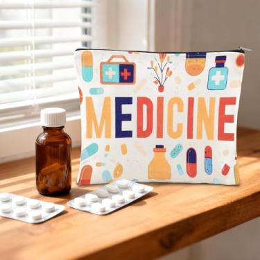 Imagem de Bolsas engraçadas de maquiagem para medicamentos de viagem bolsa de cosméticos bolsa com zíper lindos sacos de higiene de viagem para bolsas de armazenamento para mulheres e homens bolsa de