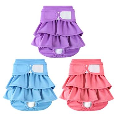 Imagem de Mengelina Fraldas Reutilizáveis para Cães Femininas, 3 Unidades, Laváveis, Premium, Altamente Absorventes, Fraldas para Cachorros, Fraldas Flexíveis para Cachorros, Fraldas Duráveis À Prova de Vazamen