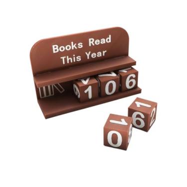 Imagem de Book Counter for Reading Goal Display, 3D Printed Book Counter Sign With 5 Dice, Custom Books Bookshelf & Office Desk Ornament, Gift For Bookwormand, Library Lovers (Brown)