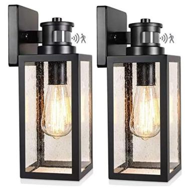 Imagem de Lakume Arandela Luminária Moderna Externa de Parede à prova dágua com Sensor, Base E26, 2 Unidades, LAKUMU B05023PG2PK, Preto