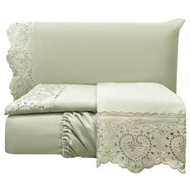 Imagem de Jogo Cama Lençol Casa Scarpa Detail Queen 300 Fios - Bege