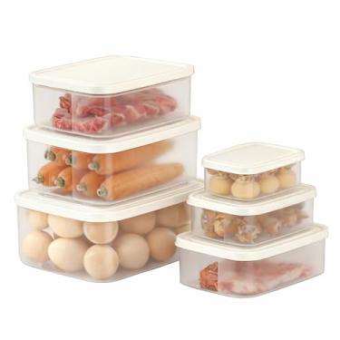 Imagem de Kit Organizador para Geladeira 6 Potes Herméticos Quadrados com Tampa Vedante, Empilháveis, Vários Tamanhos para Freezer e Micro-ondas