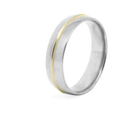 Imagem de Aliança Prata 925 Namoro Noivado Prata Fio De Ouro Bodas  - Oremte, 28