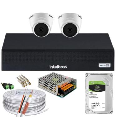 Imagem de Kit 2 Câmera 1220D mic intelbras Com Áudio dvr 3004-c C/hd 1Tb
