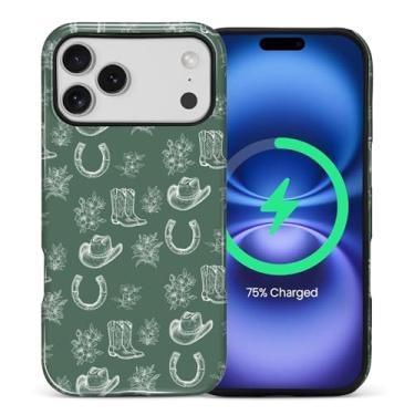 Imagem de casesok Capa para iPhone 17 Pro Max, compatível com MagSafe, capa rígida de camada dupla + capa de silicone, proteção total à prova de choque, capa para iPhone 17 Pro Max - chapéu de cowboy verde