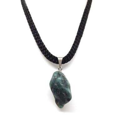 Imagem de Colar de Esmeralda Verde Pedra Natural Prosperidade 25 cm - Mandala