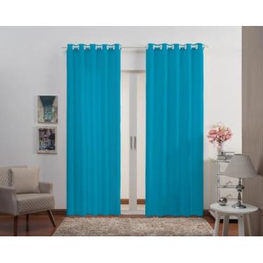 Imagem de Cortina Oxford Tecido 3,00x2,80 sala/quarto-Azul Piscina - Filomena
