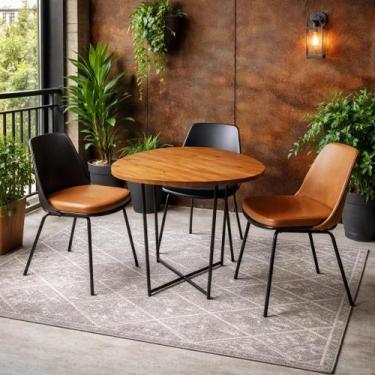 Imagem de Mesa De Jantar ORGANICA Para 4 Cadeiras Lugares Estilo Industrial Ferr