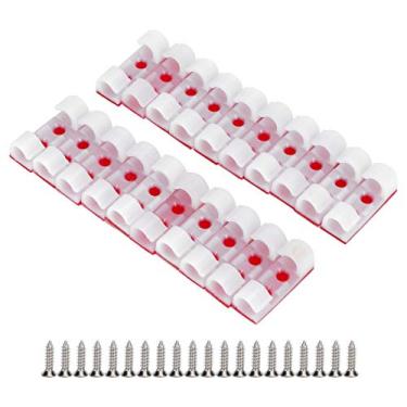 Imagem de Organizador de cabos com braçadeira de fio, 20 peças, suporte de cabo autoadesivo com parafusos para gerenciamento de cabos de mesa, material ABS 3x1 1x1cm (Branca)
