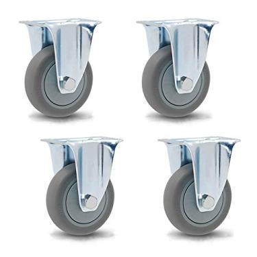 Imagem de Rodas giratórias resistentes de 360° - Rodas de substituição duráveis para móveis, carrinhos, bancadas de trabalho e armários - Conjunto de 4 rodízios de placa superior