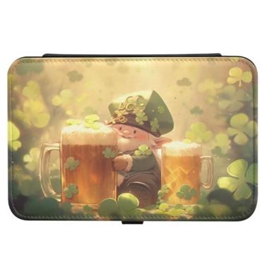 Imagem de Burbuja St. Patrick Gnomo Cerveja Caixa de Joias de Viagem Presente para Mulheres e Meninas, Estojo de Joias Portátil de Couro PU Organizador para Brincos Anéis Colares Pulseiras