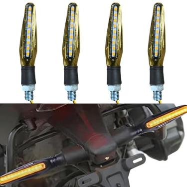 Imagem de Kit de 4 Piscas Seta Moto Universal Led Slim Palito 12V Metalizado Preto Dourado Vermelho Azul Prata (Dourado)