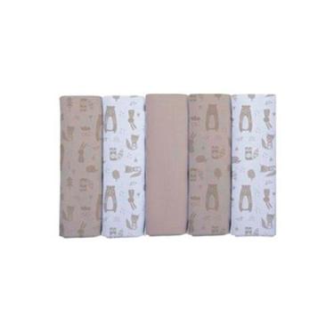 Imagem de Fralda Prime de Pano para Bebê 70 cm x 70 cm Baby Joy, Bichos Bege