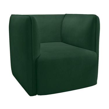 Imagem de Poltrona Laguna Veludo Verde Militar Pés Plástico Preto