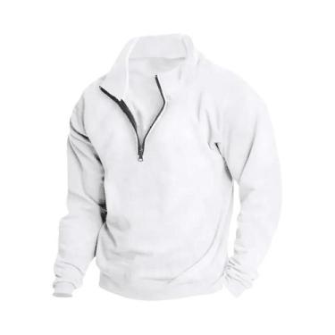 Imagem de Moletom Masculino De Fleece Com Gola Alta E Zíper Frontal, Manga Longa