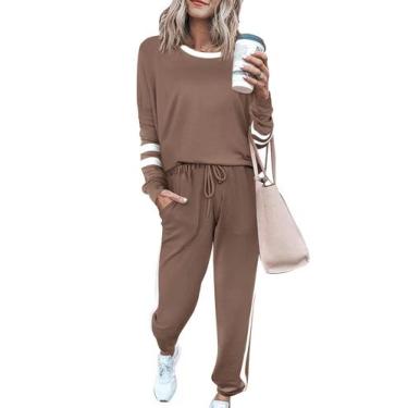 Imagem de Conjunto de Moletom PRETTYGARDEN Listrado Verde Militar Manga Longa M