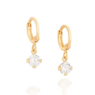 Imagem de Brinco Rommanel Argola Pequena Zircônia Gio Antoneli Dourado