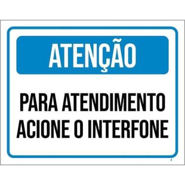 Imagem de Kit 5 Placa Acm Atenção Atendimento Acione Interfone 18X23 - Sinalizo