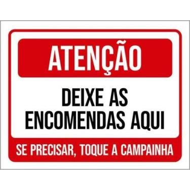 Imagem de Kit 10 Placas Deixe Encomentas Aqui Toque Campainha - Sinalizo