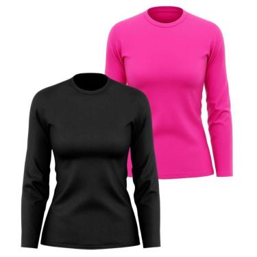 Imagem de Kit 2 Camisetas Manga Longa Segunda Pele Feminina Lisa Dry Academia Fit-Feminino