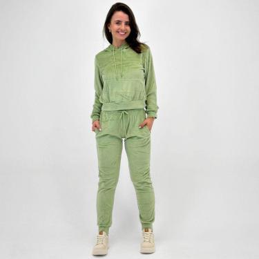 Imagem de Agasalho Blue Rose Plush Blusa Fechada Canguru com Calça Feminina-Feminino