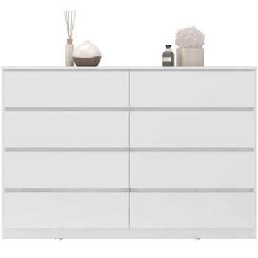 Imagem de Cômoda Grande 8 Gavetas para Quarto Sinatra Branco - Demóbile, Branco