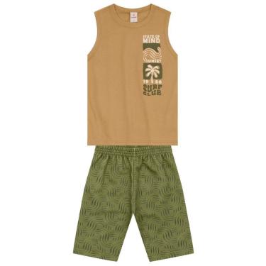Imagem de Conjunto infantil menino tropical em puff Brandili-Masculino