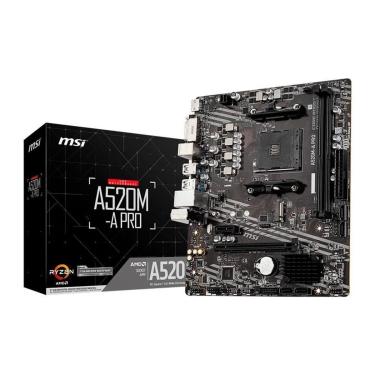 Imagem de Placa-Mãe MSI A520M-A PRO, AMD AM4, mATX, DDR4, Preto - A520M-A PRO-Unissex