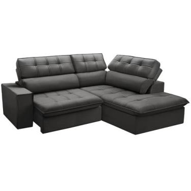 Imagem de Sofá 3 Lugares Retrátil Reclinável Chaise Direito 243cm Solin F04 Velu