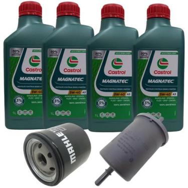 Imagem de Kit Revisão 4 Litros Óleo 5W40 100% Sintético Castrol 1 Filtro Óleo 1 