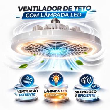 Imagem de Ventilador de Teto com LED 3 Cores e Controle Remoto, Iluminação Moder