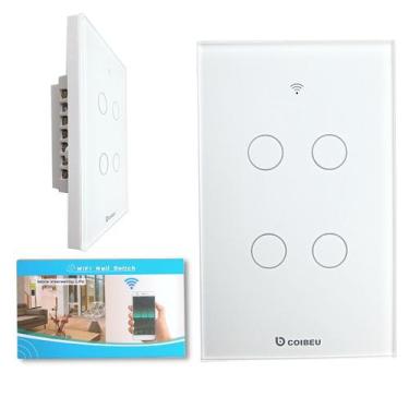 Imagem de Interruptor Inteligente WiFi, Smart Sem Fio Multifuncional 4 botões (M