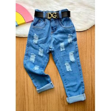 Imagem de Calça Jeans Infantil De Menina Mini Diva Blogueira Moda Luxo - pingo d