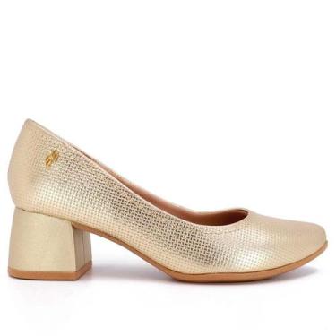 Imagem de Sapato Feminino Scarpin Usaflex Salto Bloco Em Couro AK0301, Prata vel