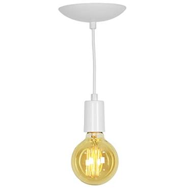 Imagem de Lustre Pendente Tubo Cilindro Alumínio Branco Fio 1.20m