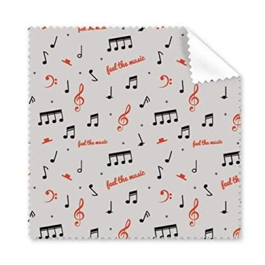 Imagem de Pano de limpeza de notas musicais vermelho e preto, 5 peças