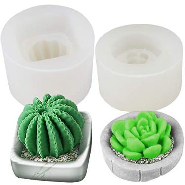 Imagem de Funshowcase Planta suculenta com moldes de silicone para resina sabão vela cera argila polímero gesso de concreto decoração de bolo 2 unidades