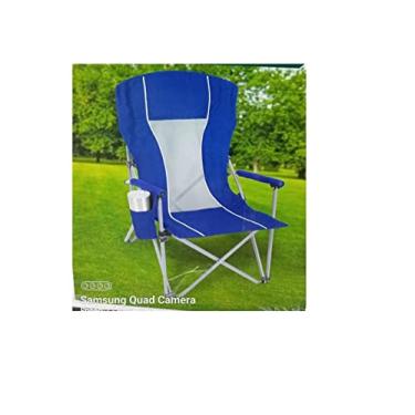 Imagem de Cadeira Dobrável Portátil C/Bolsa De Transporte Confortável para pescaria camping resistente suporta até 147 KG (Azul)