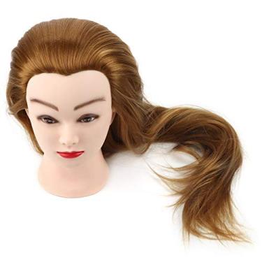 Imagem de Cabeças de exercício profissional Cabeças de cabelo cabelo cabelo 100% sintético, cabeça de 75 cm 100% sintético para perucas cabeças e suportes de salão - modelo de beleza + pente (468R)