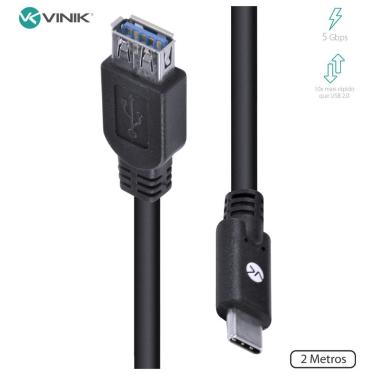 Imagem de Cabo USB Tipo C para Extensor USB a Femea V3.2 GEN1 5GBPS 2 Metros - C32UAF-2