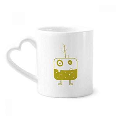 Imagem de Caneca Universe Alien Monster Green Creature Coffee Ceramic Drinkware Copo de coração de vidro