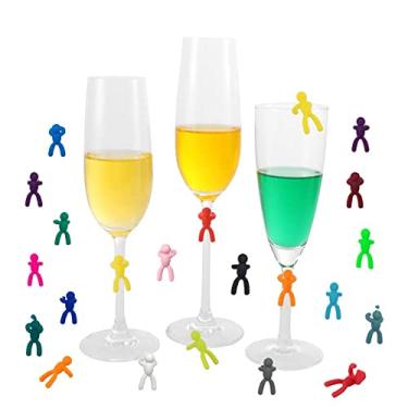 Imagem de Marcador de taça de vinho de silicone, etiquetas de identificação, etiquetas de identificação, marcadores de copo de vinho para bar festa, martinis, coquetéis, taças de champanhe (pacote