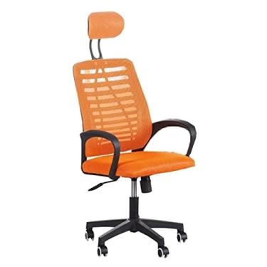 Imagem de cadeira de escritório Poltrona Ergonomia Cadeira de mesa para computador com encosto alto Cadeira giratória de tecido Cadeira de trabalho Cadeira de jogo Cadeira (cor: laranja) needed