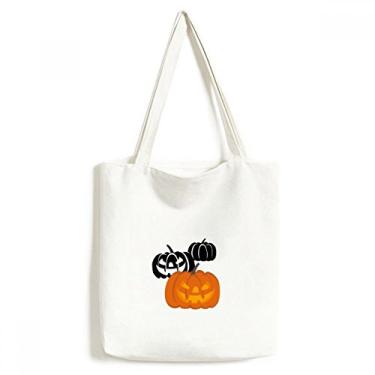 Imagem de Three Pumpkins bolsa de lona Hallowmas para Halloween bolsa de compras casual