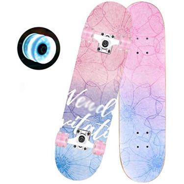 Imagem de Skate adulto de quatro rodas duplo skate skate skate skate skate longboard skate completo/skate Cruiser skate para meninas meninos presente de aniversário (cor: multicolorido-2 tamanho: 318inc